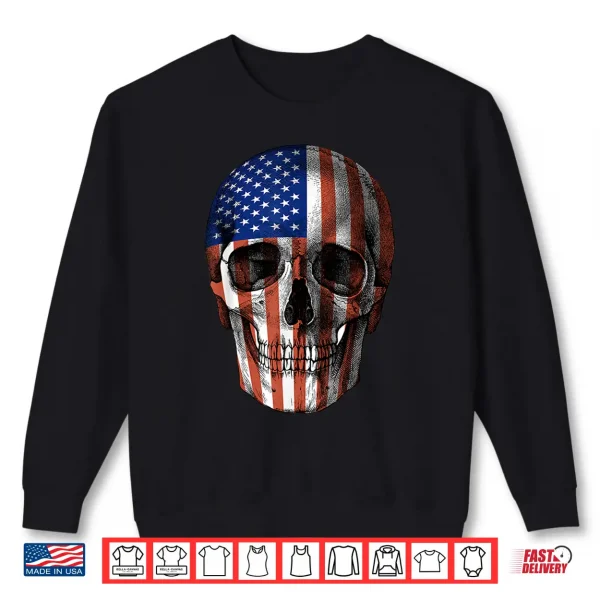 Sweatshirt Sugar Skull American Flag 4th Of July Independence Day Shirt