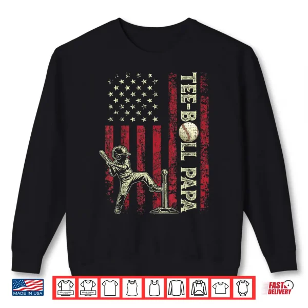 Sweatshirt Tee Ball Papa American US Flag Patriotic Papa Fathers Day Shirt