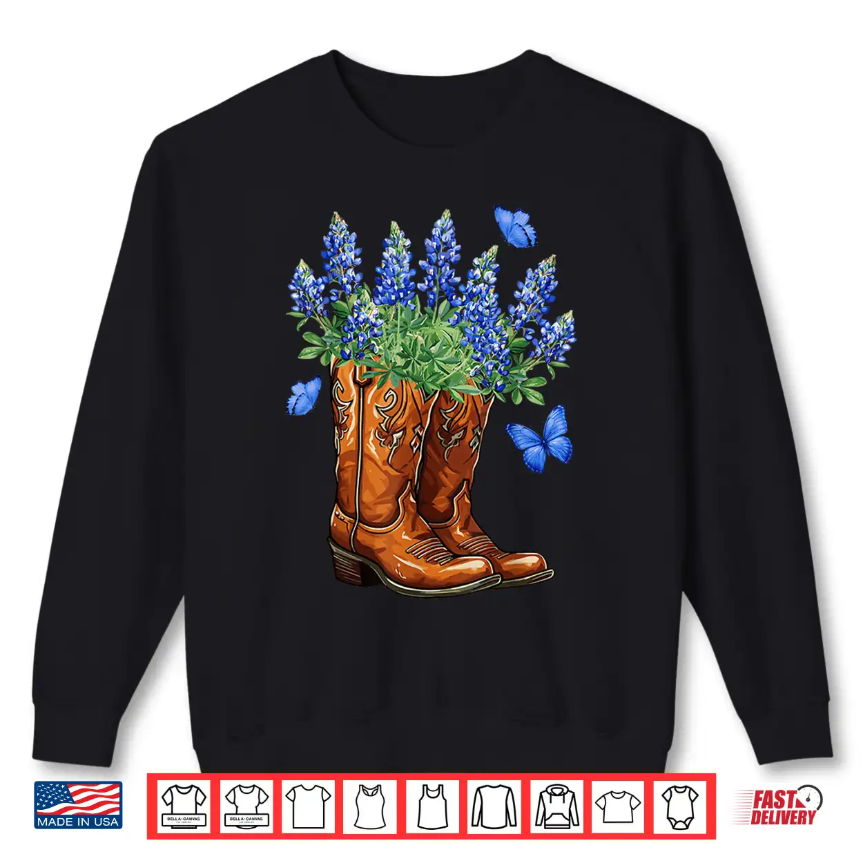 Texas Independence Day Cowgirl Boots & Bluebonnet Flowers Shirt Texas Independence Day Cowgirl Boots & Bluebonnet Flowers Shirt