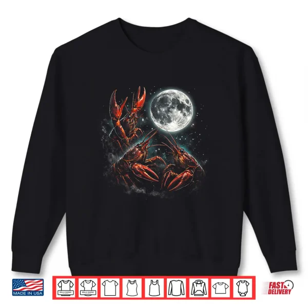 Sweatshirt Three Crawfish Moon Galaxy Space Retro Animal Shirt