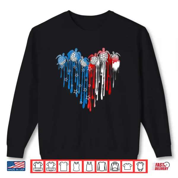 Sweatshirt Turtles USA Flag Stars Stripes 4th of July Independence Day Shirt