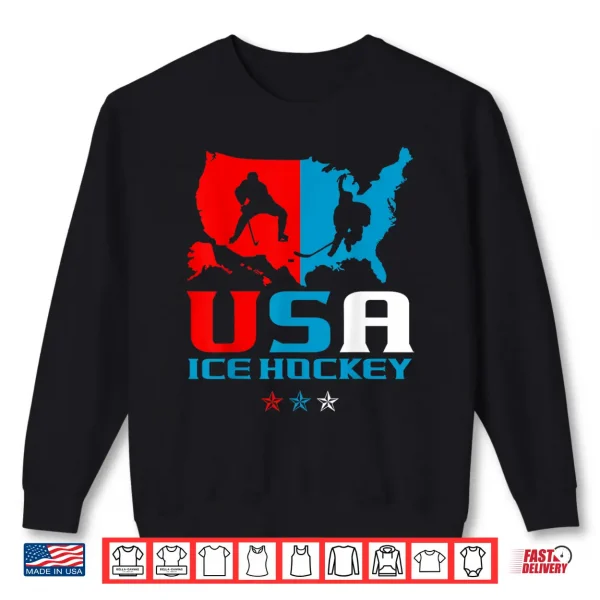 Sweatshirt USA Ice Hockey Independence Day American Flag Sports Women Kids Men Shirt