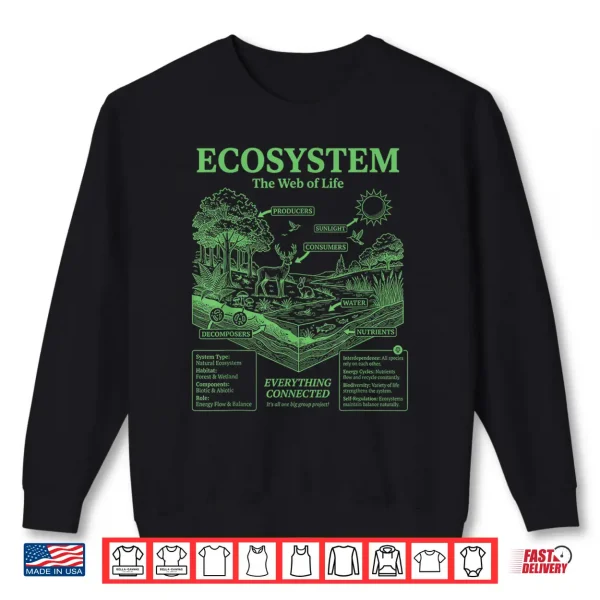 Sweatshirt Vintage Ecosystem Biology Diagram Graphic Food Chain Nature Shirt