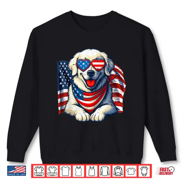 Sweatshirt Vintage Great Pyrenees American Flag Love Sunglasses Freedom Shirt
