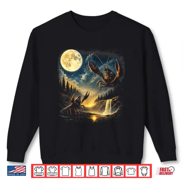 Sweatshirt Vintage Three Crawfish Moon Crawfish Howling to The Moon Shirt