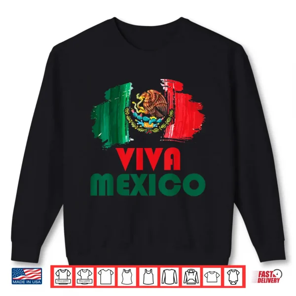 Sweatshirt Viva Mexico Flag Kids Toddler Mexican independence day White Shirt