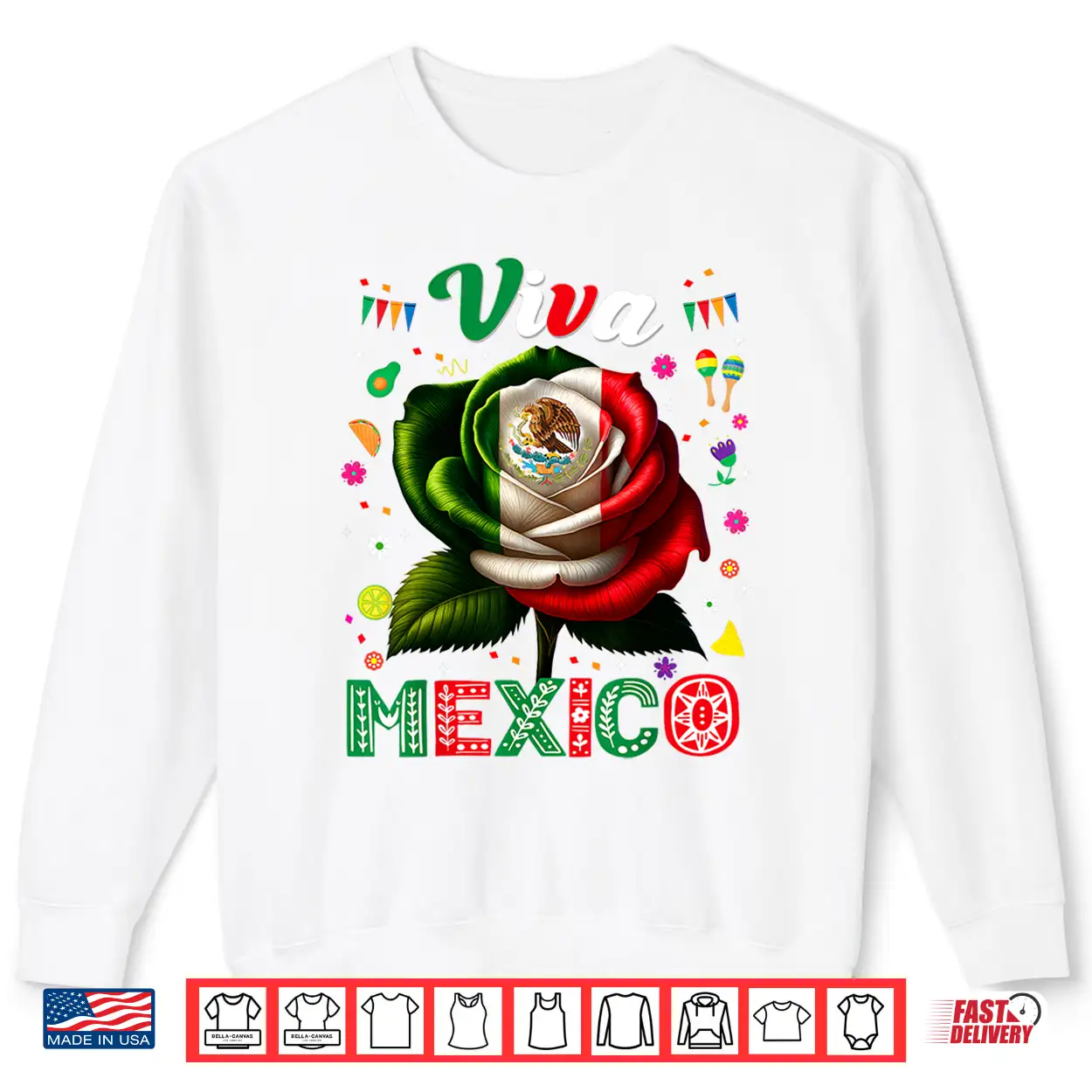 Viva Mexico Flag Rose Flower Independence Day Men Women Kids Shirt Viva Mexico Flag Rose Flower Independence Day Men Women Kids Shirt