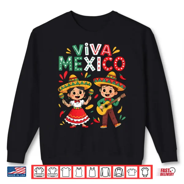 Sweatshirt Viva Mexico Guitar Boy Girl Mexican Independence Day Kid Shirt