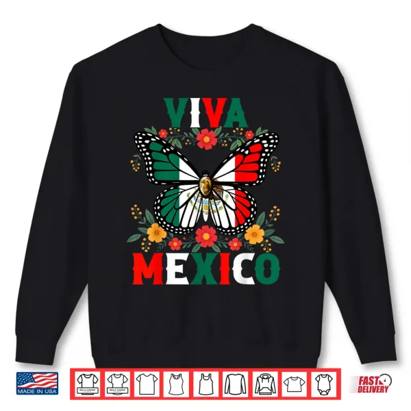 Sweatshirt Viva Mexico Mexican Butterfly Independence Day Flag Mexico Shirt