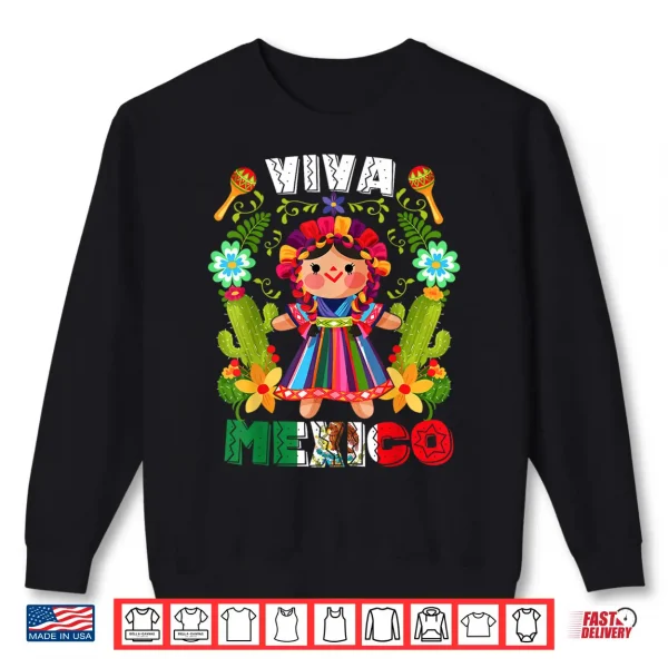 Viva Mexico Mexican Girl Flowers Independence Day Girls Kids Shirt 2 Sweatshirt Viva Mexico Mexican Girl Flowers Independence Day Girls Kids Shirt