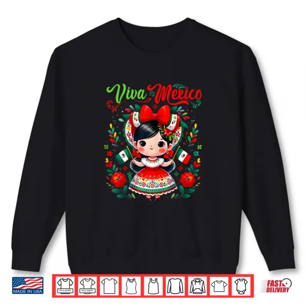 Sweatshirt Viva Mexico Mexican Girl Mexico Independence Day Shirt