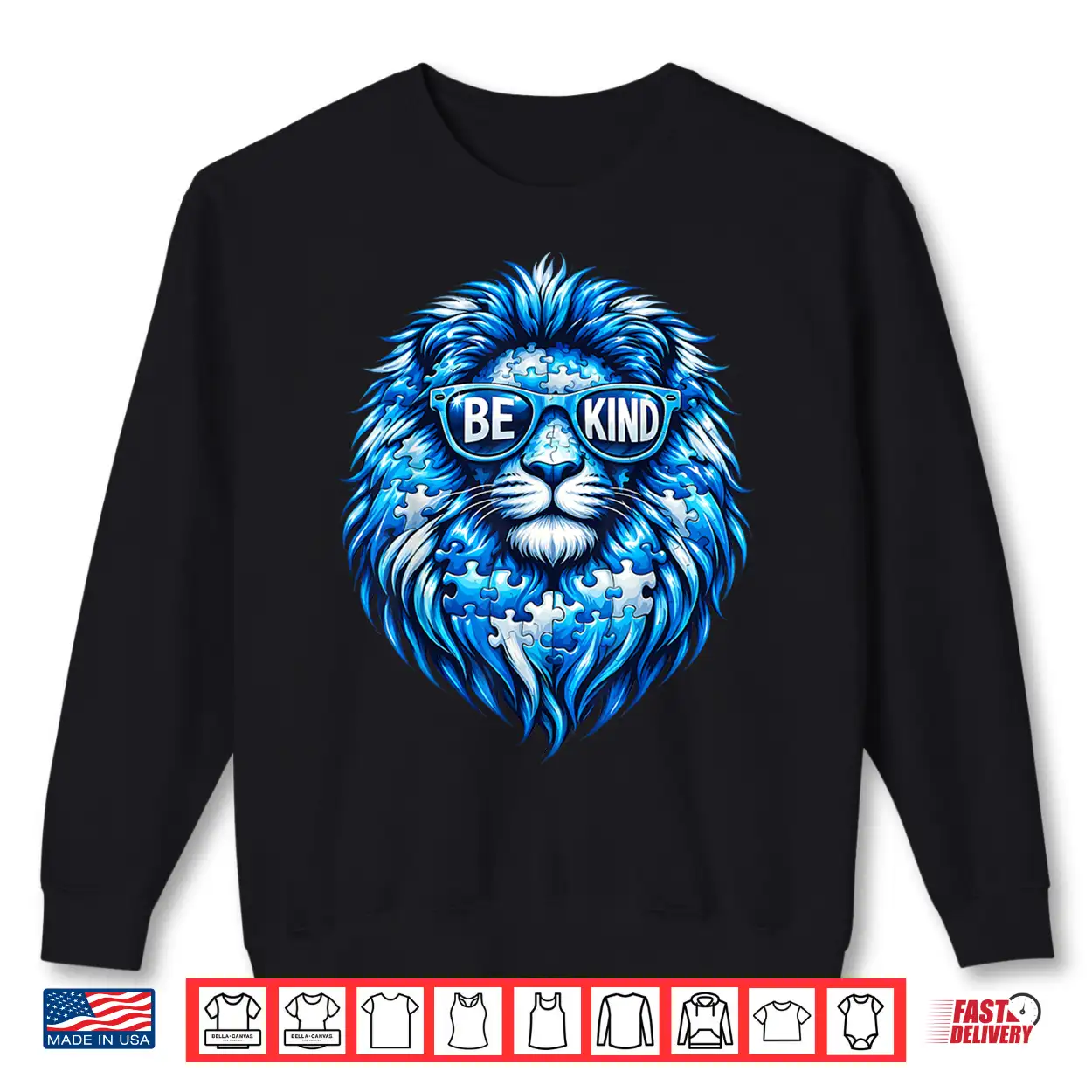Wear Blue Autism Awareness Puzzle Lion Be Kind Men Boy Women Shirt Wear Blue Autism Awareness Puzzle Lion Be Kind Men Boy Women Shirt