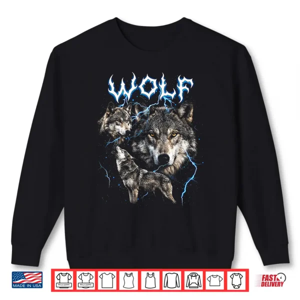 Sweatshirt Wolf Vintage 90s Heavy Metal Retro Wolf Animal Lover Wolves Shirt