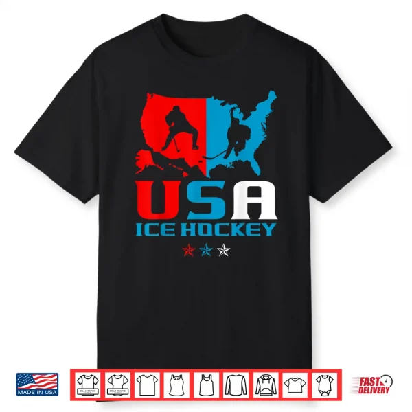 Usa Ice Hockey Independence Day American Flag Sports Women Kids Men Shirt