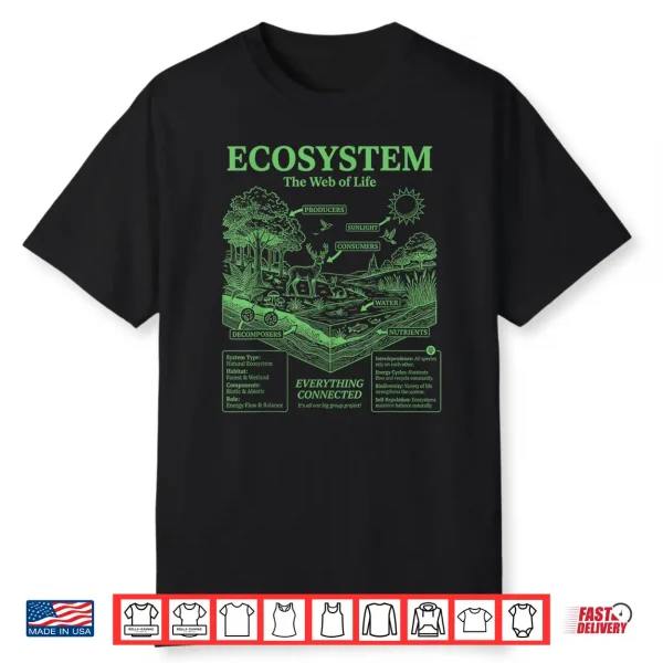 Vintage Ecosystem Biology Diagram Graphic Food Chain Nature Shirt