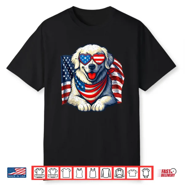 Vintage Great Pyrenees American Flag Love Sunglasses Freedom Shirt