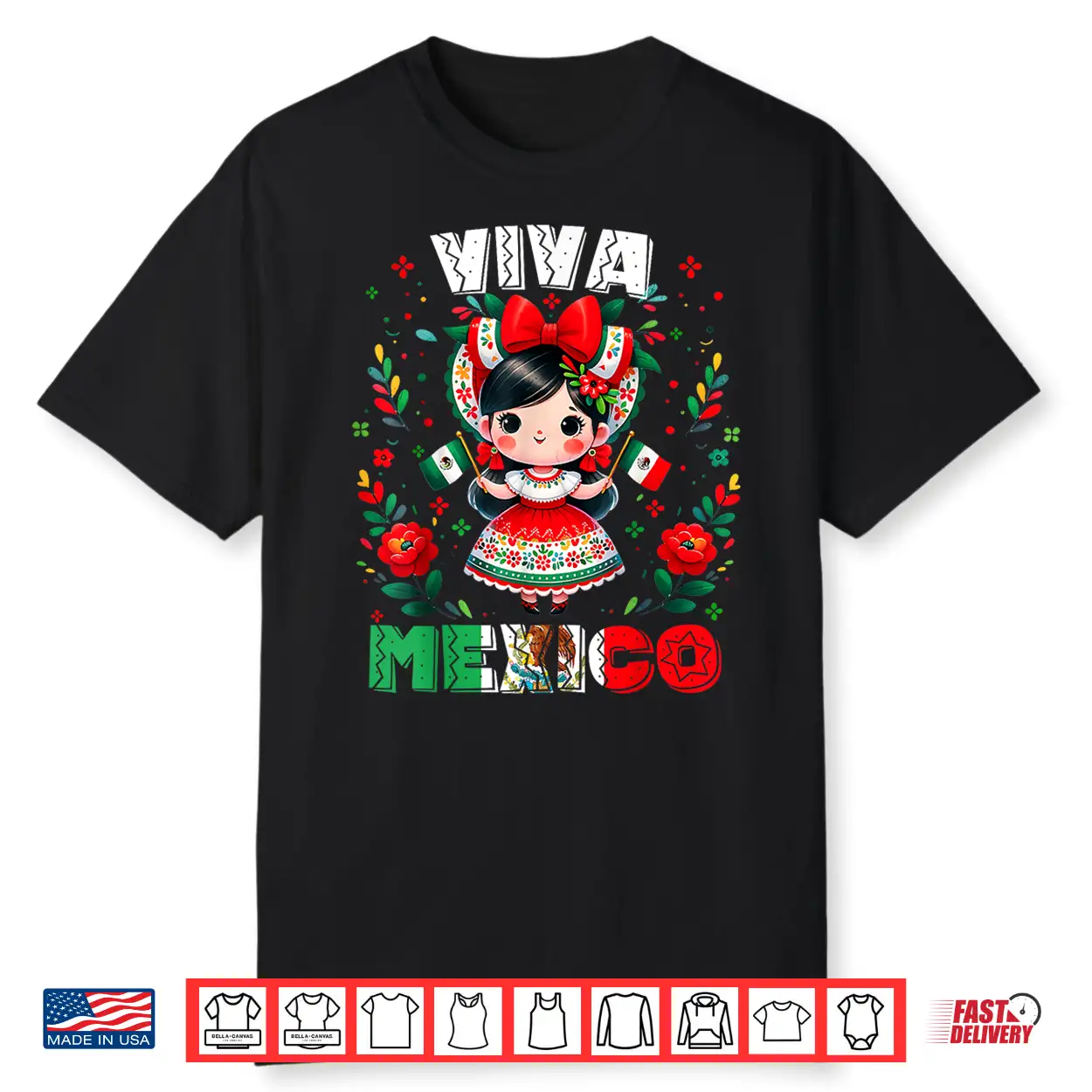 Viva Mexico Mexican Girl Flag Independence Day Girls Kids Shirt Viva Mexico Mexican Girl Flag Independence Day Girls Kids Shirt