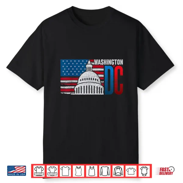 Washington Dc Capitol Hill American Flag Usa Pride Souvenir Shirt