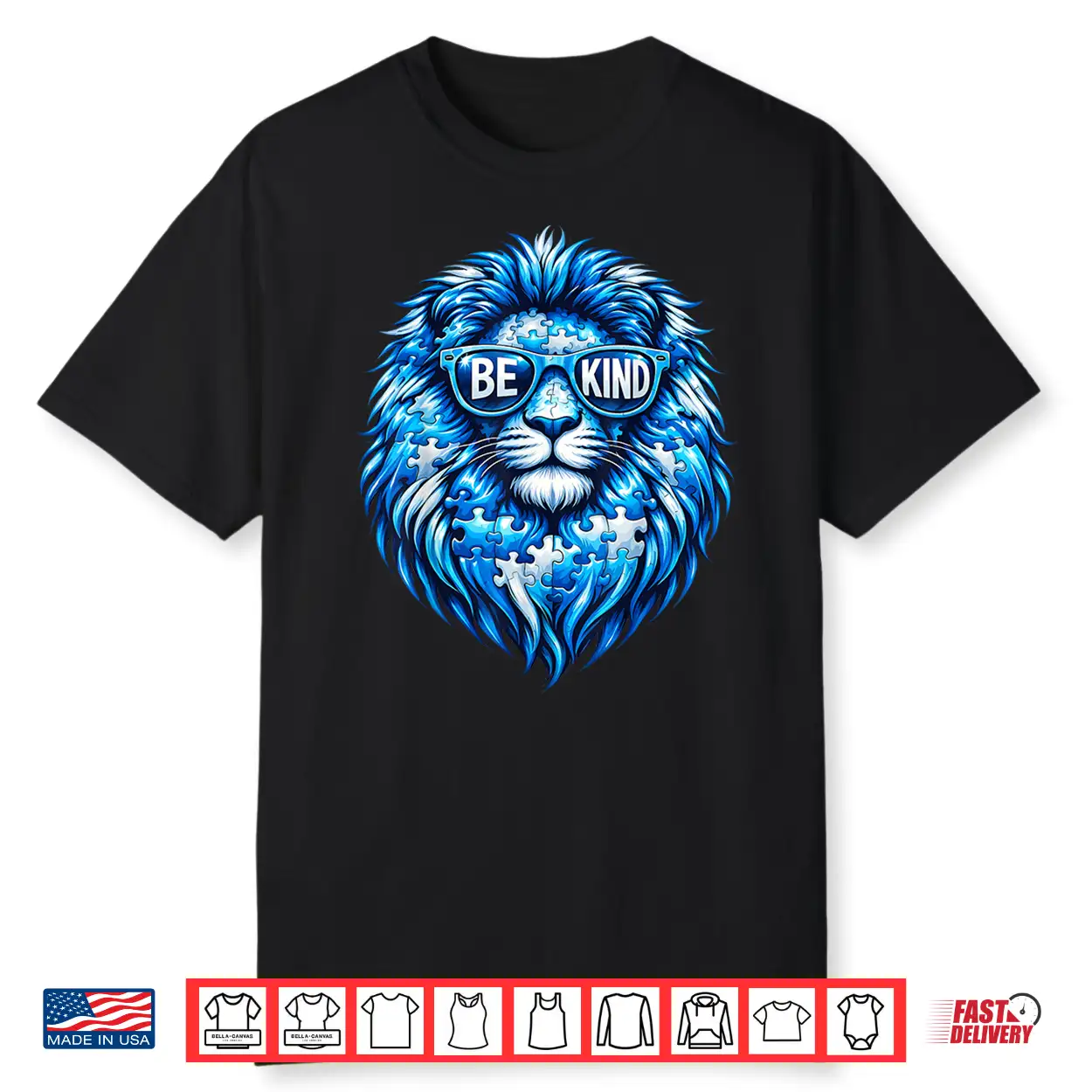 Wear Blue Autism Awareness Puzzle Lion Be Kind Men Boy Women Shirt Wear Blue Autism Awareness Puzzle Lion Be Kind Men Boy Women Shirt