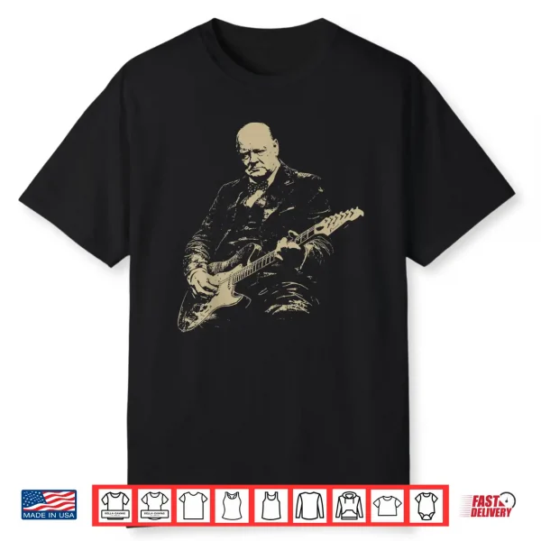 Winston Churchill Playing Electric Guitar Rocker Humor Shirt