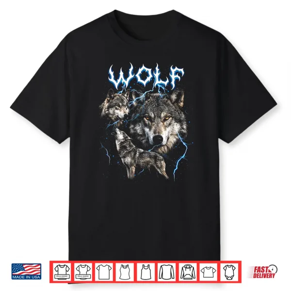 Wolf Vintage 90S Heavy Metal Retro Wolf Animal Lover Wolves Shirt
