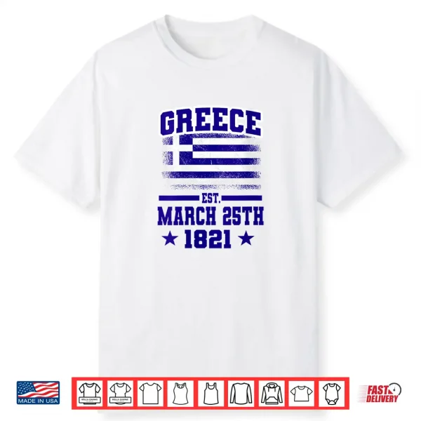 Womens Greek Independence Day Greece Established March 25Th 1821 Shirt