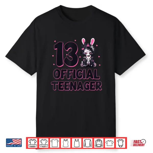 13 Official Teenager 13Th Birthday Goth Bunny Anime Girl Shirt
