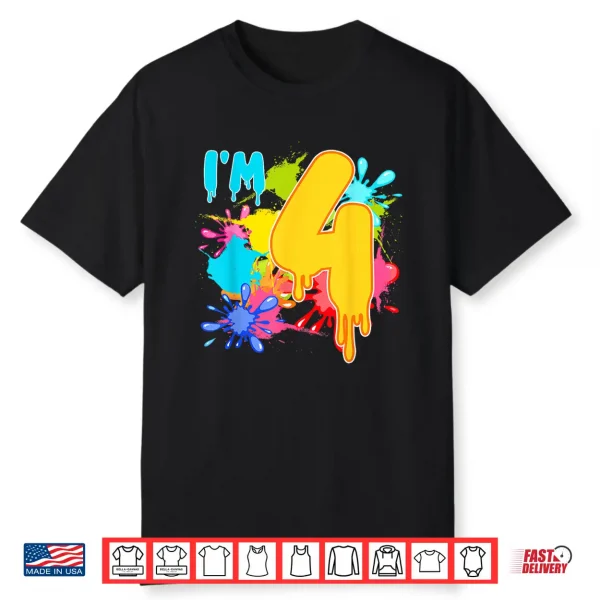 4 Year Old Birthday Slime Lover 4Th Slime Themed Party Shirt