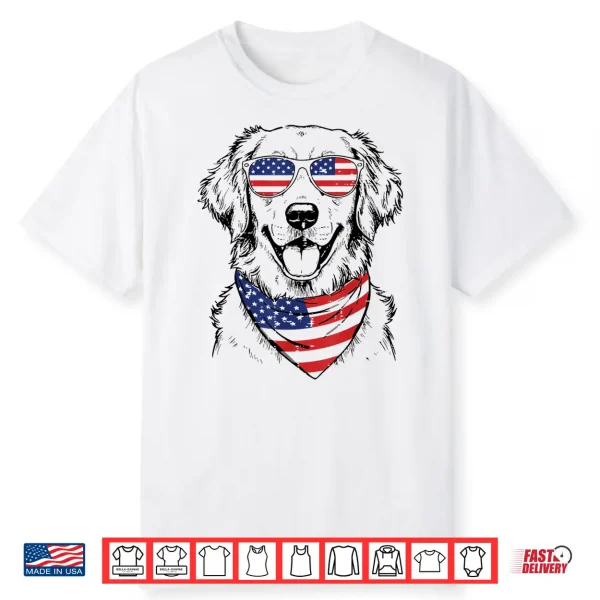 4Th Of July Dog Golden Retriever Cute Patriot Men Women Kids Shirt