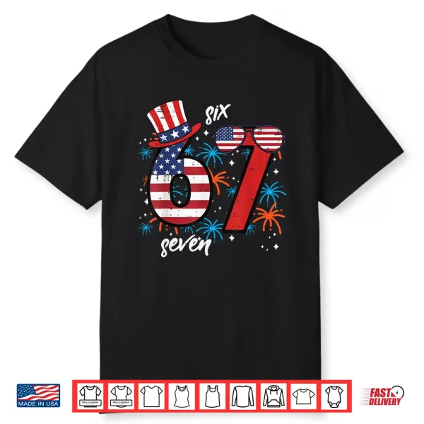 4Th Of July 6 7 Six Seven 67 Meme Patriotic Boys Kids Youth Shirt