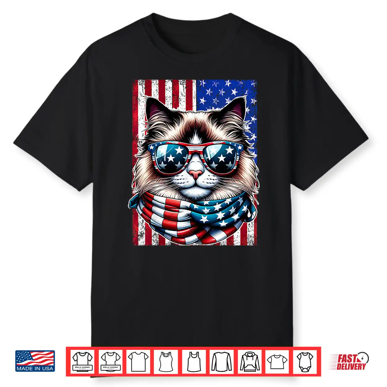 4Th Of July Ragdoll Cat Usa Flag Sunglasses Patriotic Cat Shirt 4Th Of July Ragdoll Cat Usa Flag Sunglasses Patriotic Cat Shirt