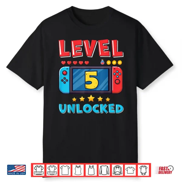 5 Year Old Bday Decorations Son Gamer Boy 5Yr 5Th Birthday Shirt