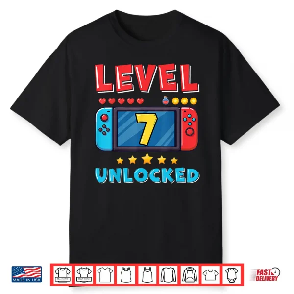7 Year Old Bday Decorations Son Gamer Boy 7Yr 7Th Birthday Shirt