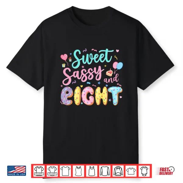 8Th Birthday Girl Sweet Sassy And Eight Donut 8 Year Old Kid Performance Shirt