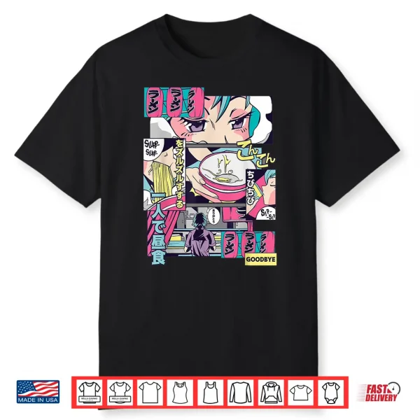 90S Japanese Vintage Kawaii Ramen Anime Manga Girl Shirt