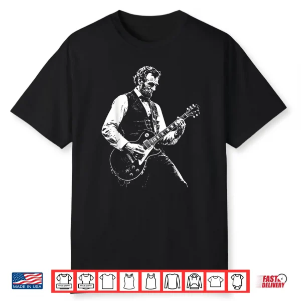 Abe Lincoln Playing Guitar Retro Vintage Abraham Lincoln Shirt