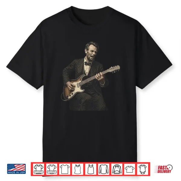Abraham Lincoln Abe Playing A Vintage Guitar Retro Shirt