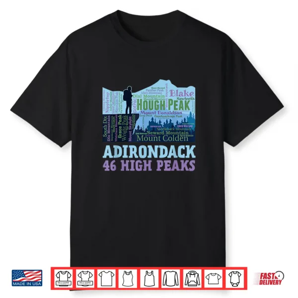 Adirondack 46 High Peaks 46Er Mountain List Word Cloud Shirt