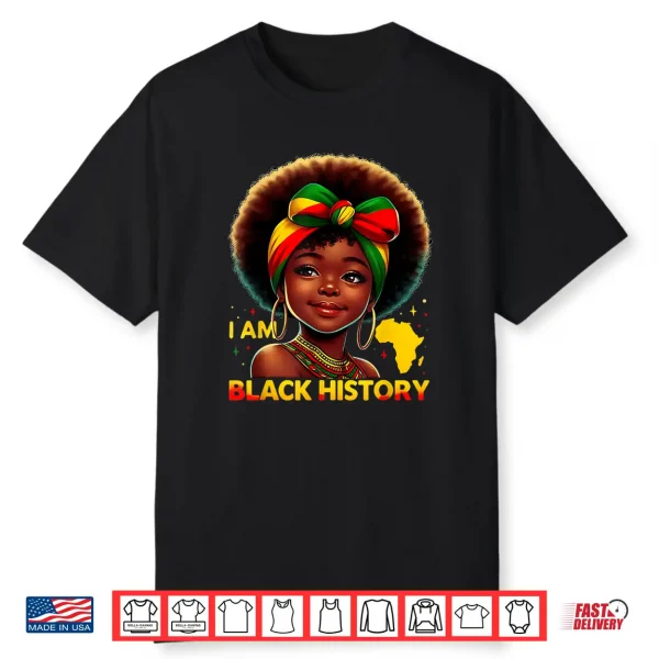 African Girl Melanin I Am Black History Month Youth Pride Shirt