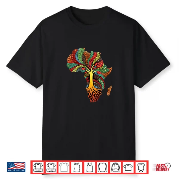 African Roots Art For Men Women Afrocentric African Map Shirt