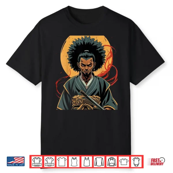Afro American Samurai Anime Cartoon Japanese Bushido Warrior Shirt