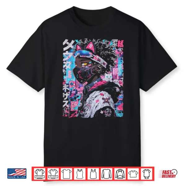 Afro Streetwear Black Cyberpunk Otaku Techwear Manga Anime Shirt