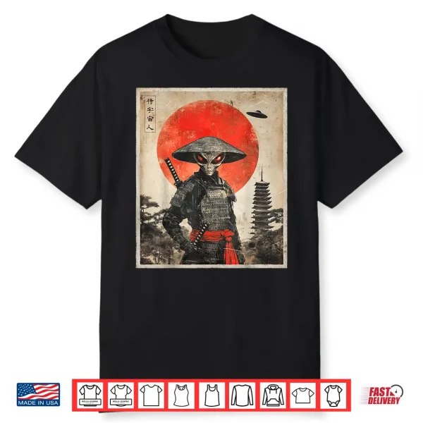 Alien Samurai Ufo Japanese Vintage Graphic Ukiyo E Art Funny Shirt
