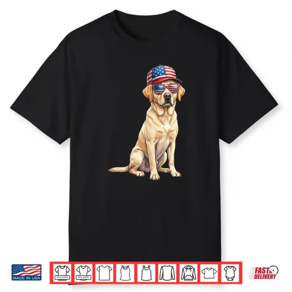 American Flag Labrador Retriever Dog Yellow Lab Patriotic Shirt