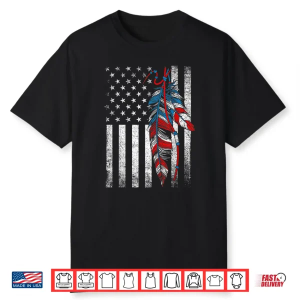 American Flag Native Feather Pride Month Indigenous Shirt