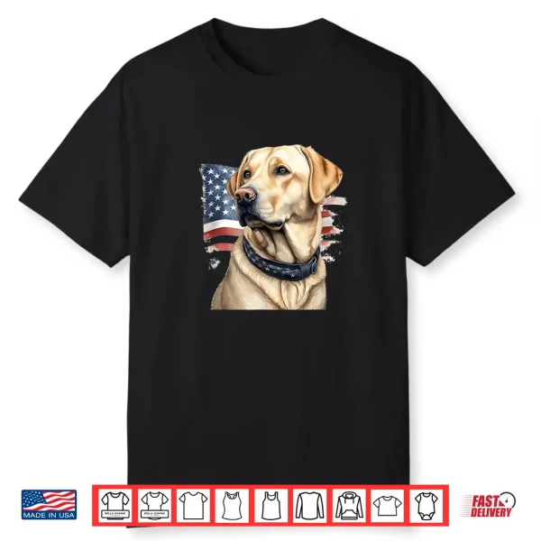 American Usa Flag Lab Owner Yellow Labrador Retriever Shirt