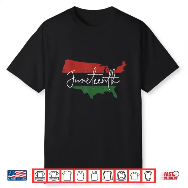 American Map With Pan African Flag For Juneteenth Since 1865 Shirt