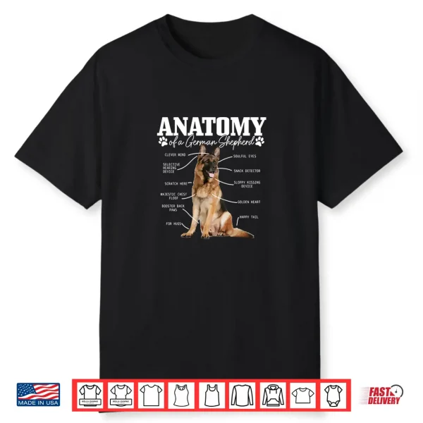 Anatomy Of A German Shepherd Funny Cute Dog Mom Dad Shirt