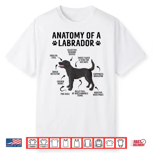 Anatomy Of A Labrador Retriever Funny Black Labrador Dog Shirt