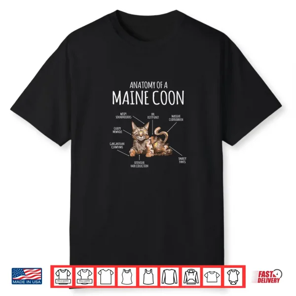 Anatomy Of A Maine Coon Cat Professional Minimalist Modern Graphic Shirt